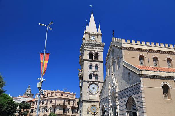 Messina city in Sicily, Italy. Cathedral and astronomical clock tower. Italian name: Basilica Cattedrale di Santa Maria Assunta.