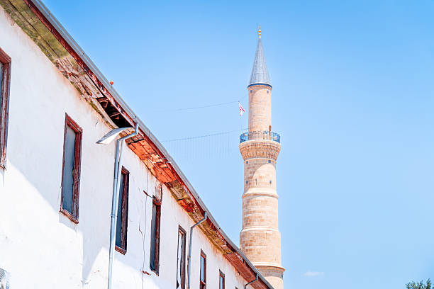 Selimiye Mosque tower, Nicosia, Cyprus. Turkish architecture in city.