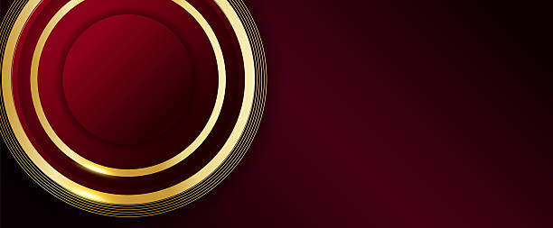 istock Gold circle with golden line on red luxury background 2227550519