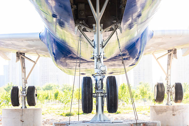 Colorful fuselage of old airplane. Antiquated planes.