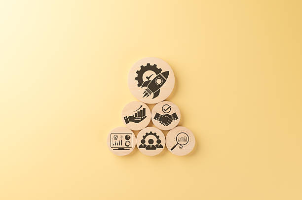 istock Business Innovation and Startup Launch Strategy Concept. Rocket icon with startup, idea, teamwork, partnership, and growth, symbolizing innovation, launch strategies, and organizational development. 2227556013