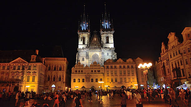 istock Tourists visiting old town square in prague at night 2227556321