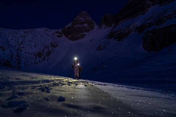 istock Adventurous Ski Mountaineer Exploring Alpine Peaks Under Early Morning Starlit Sky 2227556443