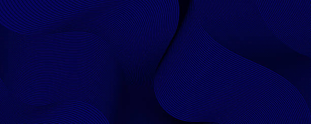 istock Dark Blue Abstract Wave Background with Light Lines and 3D Curved Design 2227559691