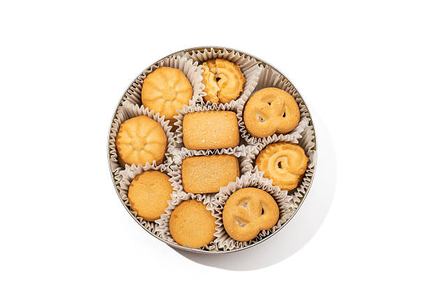 istock Danish Butter Cookies in Tin White Background. 2227564328