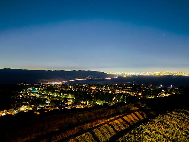 Night scenes of coastal Southern California beach neighborhoods ranging from Hermosa Beach to Manhattan Beach