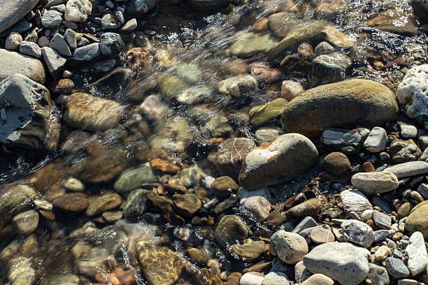 istock Rapid water stream river close up with sunlight  and motion blur 2227573099