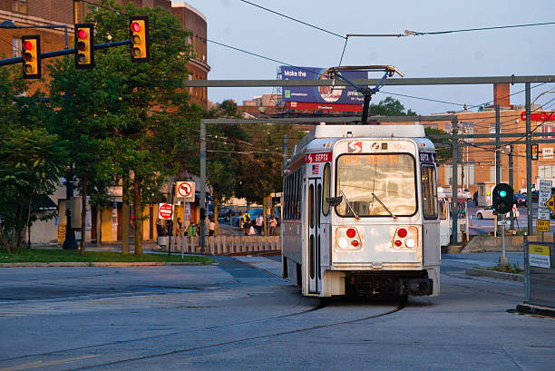 SEPTA trolley on the Media /Sharon Hill line pulling into 69th street terminal