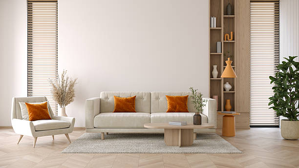 istock modern living room have a window providing natural light. and white walls and modern sofas  with plant that give it a warm and comfortable feel.3d render 2227576749