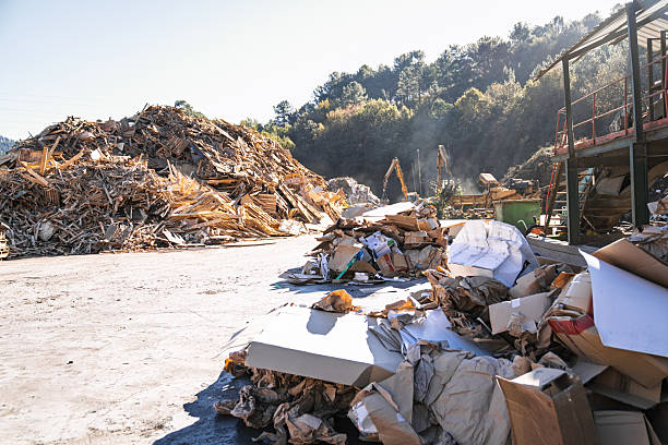 istock Recycling center processing wood and cardboard waste 2227588785