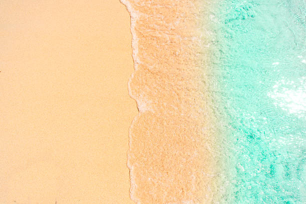 istock beautifully wave on  sand beach, closeup, top view 2227595413
