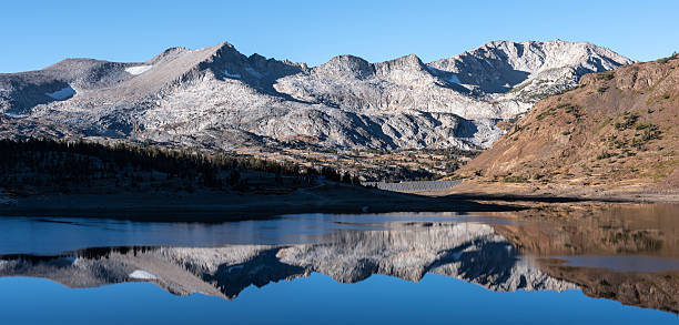 Panoramic view of Saddlebag Lake and White Mountain (right of center) in the Sierra Nevada of California
