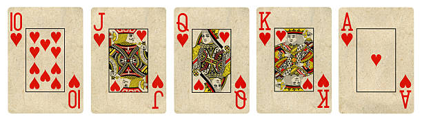 istock Royal Flush of Hearts - isolated on white 2227601682
