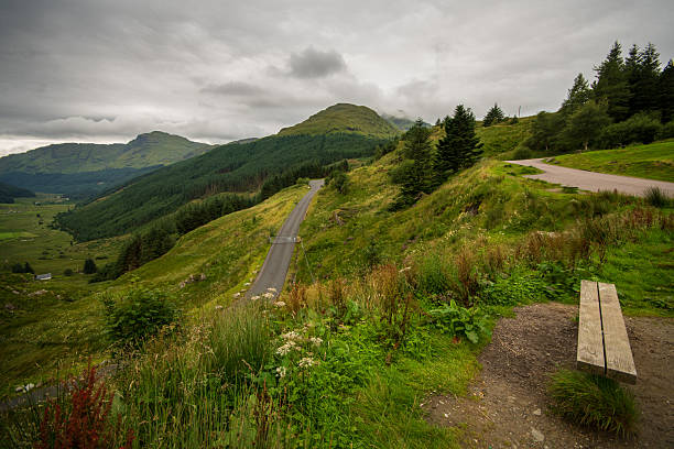 Scottish Highlands landscape in Argyll and Bute council, hills and valleys on the way to Lochgoilhead village