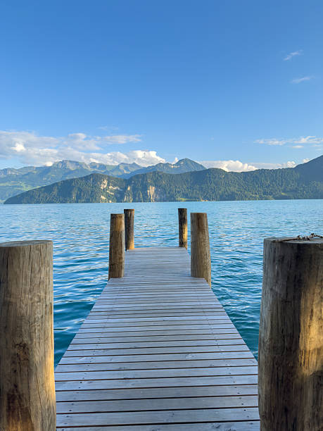 istock Wooden Pier Extending Into Mountain Lake 2227604115