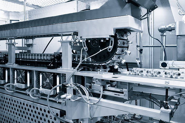 istock PET Dairy bottles blowing. The plastic bottle blowing machine.Heating process for plastic bottle process. 2227611175