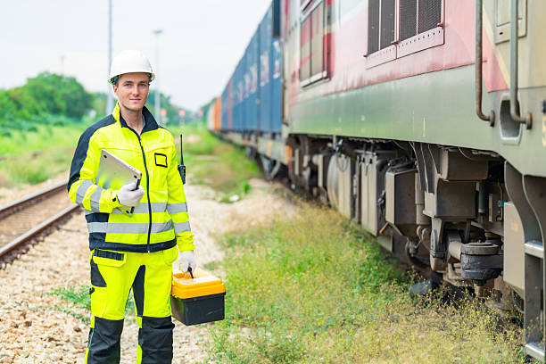 istock Male engineer maintain railroad track. 2227613417
