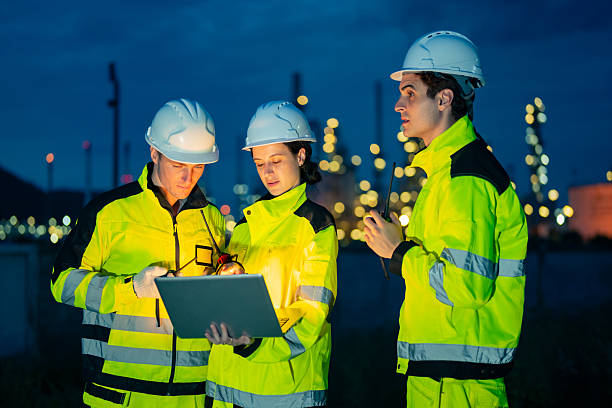 istock Engineers teamwork working at oil refinery plant construction site. 2227613495