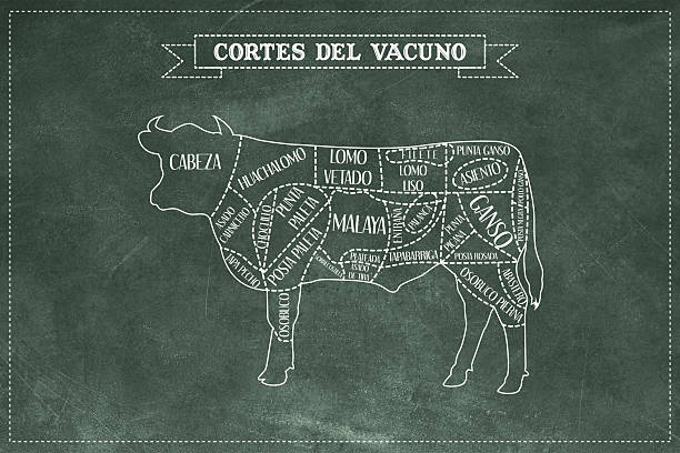 istock Beef Cutting Guide in Spanish with Green Chalkboard Background 2227615866