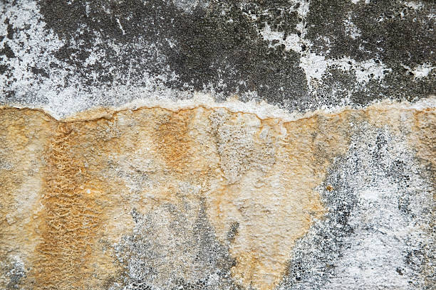Weathered and cracked concrete wall, displaying age and texture. backgrounds or urban themes