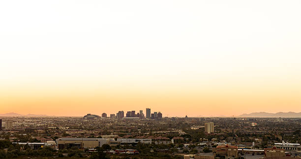 Panoramic stitch of downtown Phoenix, AZ at sunset in Phoenix, Arizona, United States