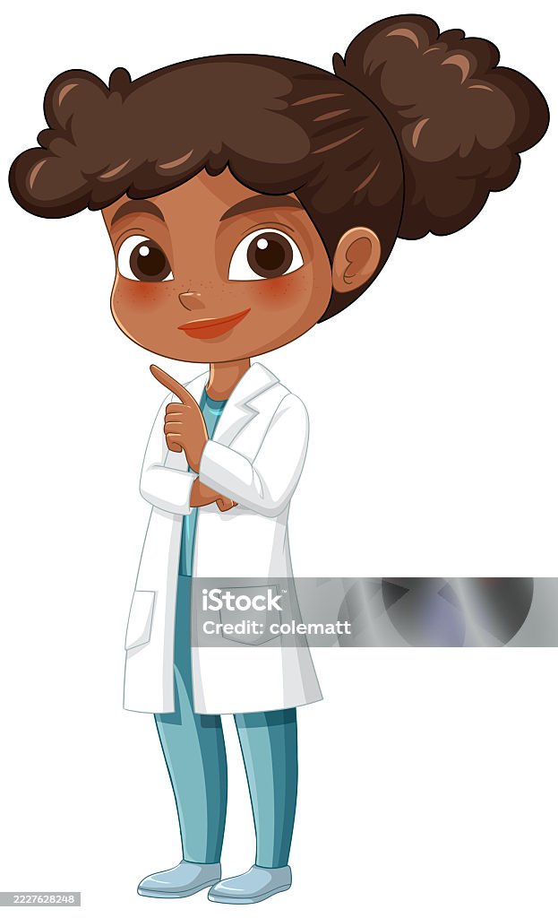 Lab Pointing Vector Young Scientist In Lab Coat Illustration Stock Illustration - Download ...
