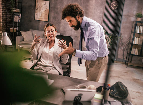 istock tension in the workplace , business partners under pressure ,business problem 2227637235