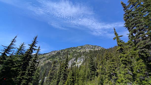 istock Rock mountain peak under blue sky with beatiful coulds 2227640624