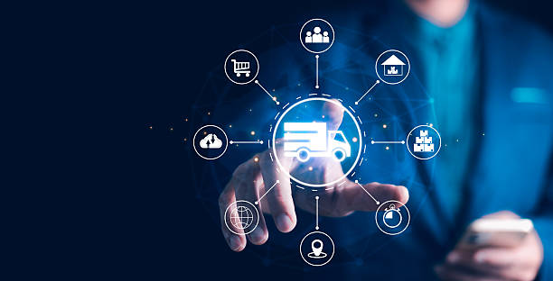istock Smart Logistics and Modern Supply Chain Management. A businessman interacts digital ecosystem of parcel delivery, warehousing, and e-commerce, global shipping efficiency. AI, IoT, Big Data, transport. 2227640891