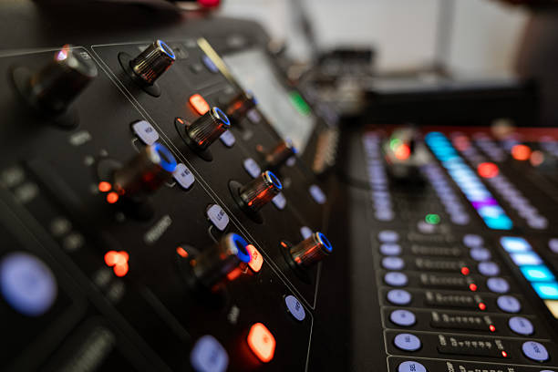 istock Close-up of studio mixing console 2227641343