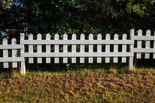 istock White picket fence and green bushes 2227641482