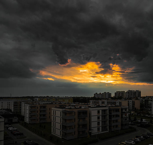 Dramatic cloudy sky over the city, dangerous weather