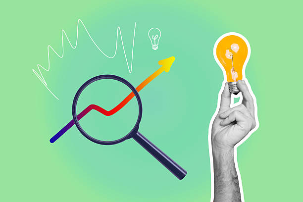 istock Poster image artwork pop collage of magnifier lens zoom light bulb idea finding arrow development blackout aim achievement 2227645849
