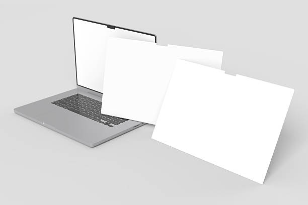 istock Modern Laptop Screen Website Mockup. Showcase websites, apps, or browser interfaces. Blank frame, isolated on white. Perfect for homepage, presentation, business layout for responsive design preview 2227646226
