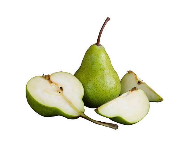 istock display of whole and cut green pear slice 2227646789