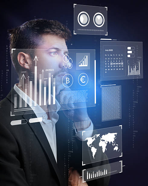istock Business professional analyzing financial data with digital interfaces in a modern office environment 2227649623