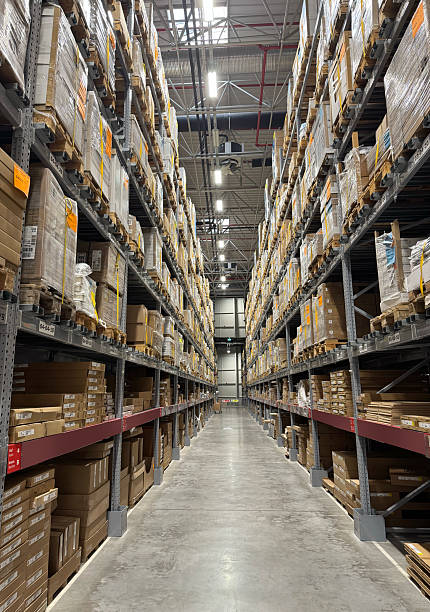 istock Long and High Full Warehouse Shelfs 2227650104