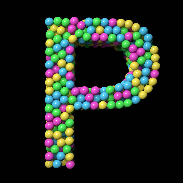 Coloured balls fall to form a letter P. / You can see the animation movie of this image from my iStock video portfolio. Video number: 2227650179