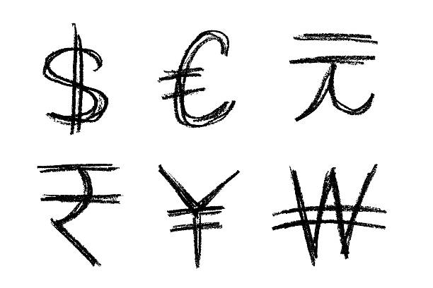 istock Hand drawn multiple currencies symbol set Dollar euro yuan yen won rupee 2227655482