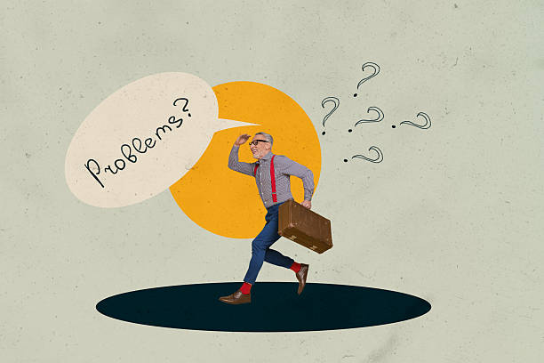 istock Creative collage showing confused man woman with question marks speech bubble illustrating mental overload life problems 2227656600