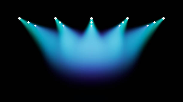 istock Blue Spotlights Casting Wide Illumination On Stage Background 2227656756