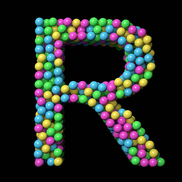 Coloured balls fall to form a letter R. / You can see the animation movie of this image from my iStock video portfolio. Video number: 2227657460