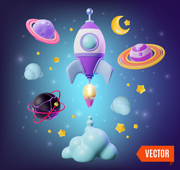 istock 3d Cosmic Travel Begins Realistic Simulation Flexible Learning Concept Background Cartoon Design Style. Vector 2227661086
