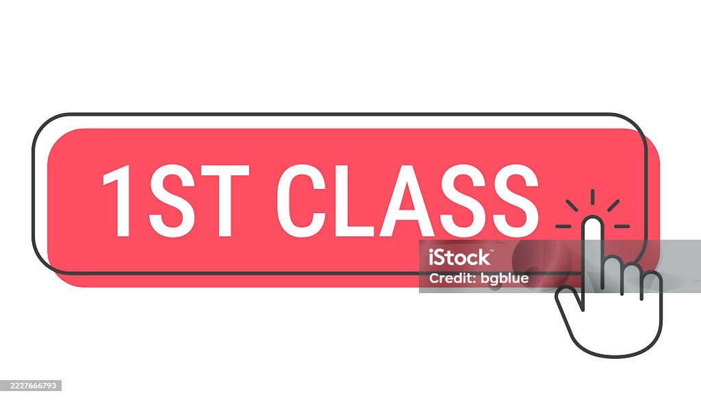 1st Class Click Button With Hand Cursor On White Background Stock ...