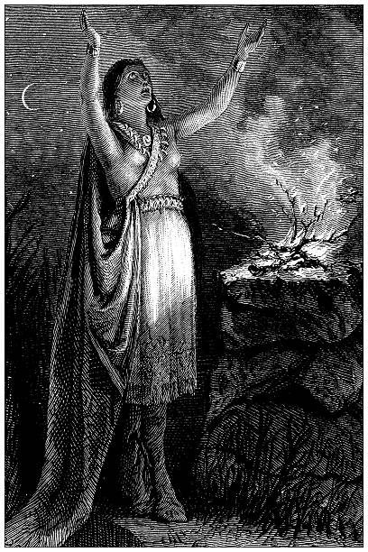 Antique magazine image: Woman ritual at Columbia River