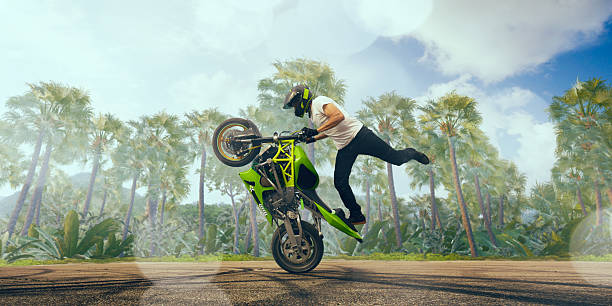 istock Moto stunt riding biker. 2227668132