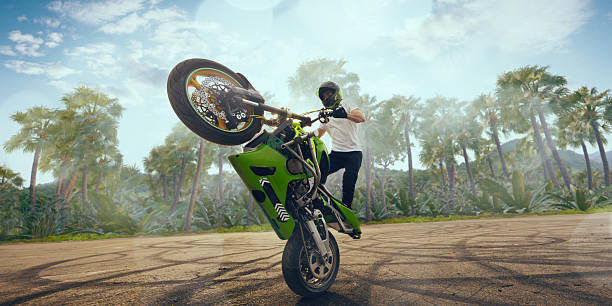 istock Moto stunt riding biker. 2227668169