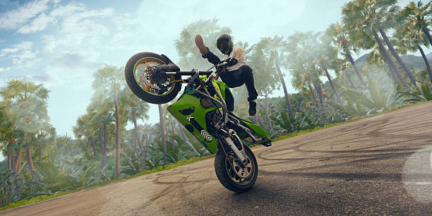 istock Moto stunt riding biker. 2227668223