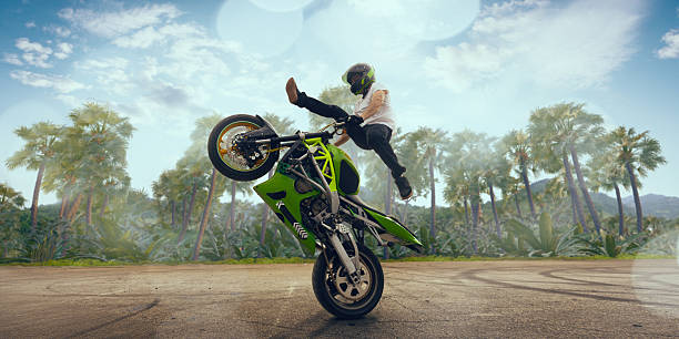 istock Moto stunt riding biker. 2227668224