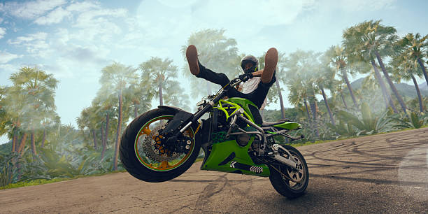 istock Moto stunt riding biker. 2227668235